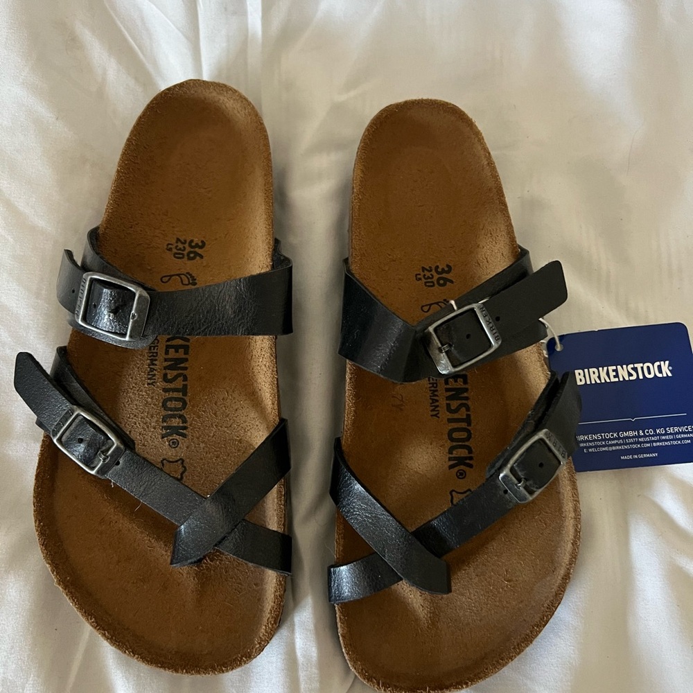 Birkenstock Mayari Black Strap Leather Sandals